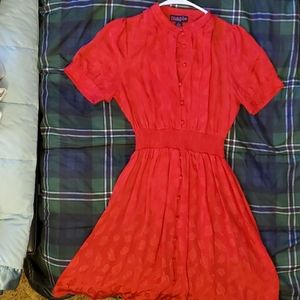 Red leaf pattern dress
